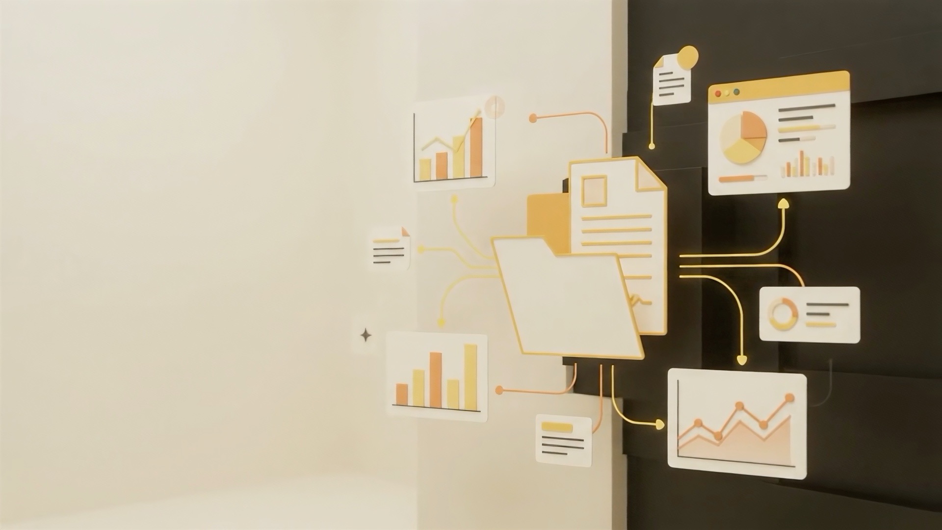 Documentos y gráficos se ordenan sobre la pared