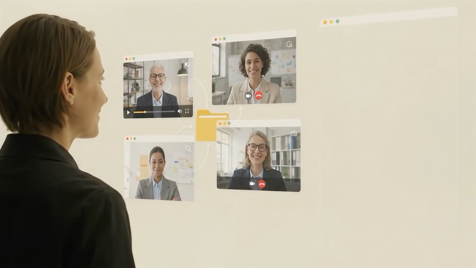 La emprendedora conversa por videollamada con asesores